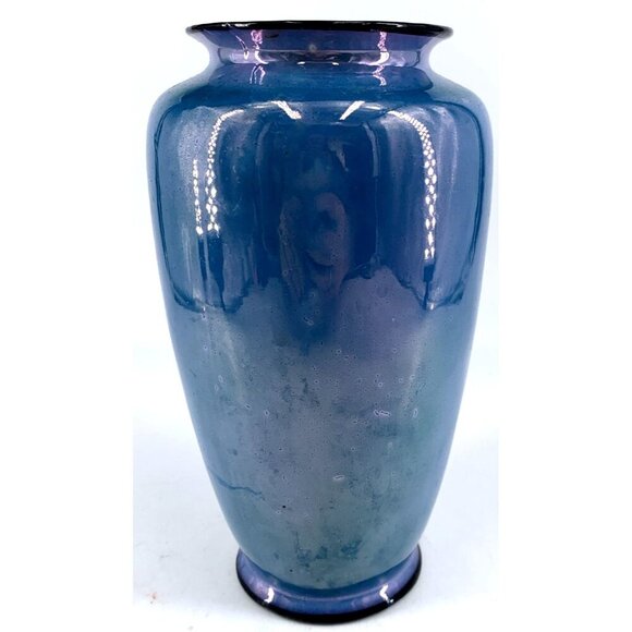 Lusterware Porcelain Vase Blue Daffodil Flowers Butterfly 7.5" Vintage - Picture 4 of 7